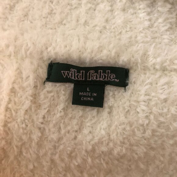 Wild Fable White Fuzzy Long-Sleeve Sweater Dress Cowl Neck Size L - Picture 3 of 5